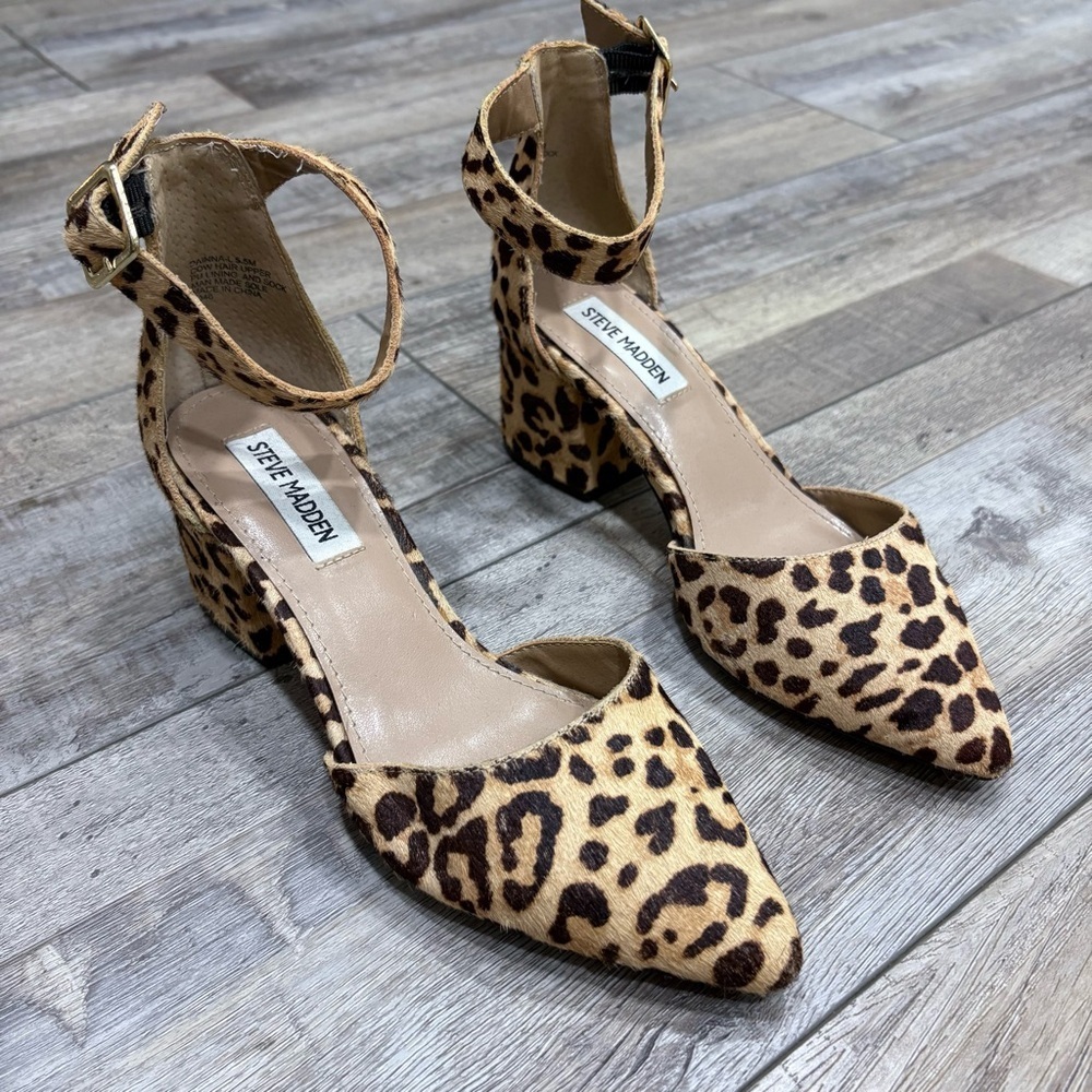 Steve Madden Dainna Cow Hair Ankle Strap Heels